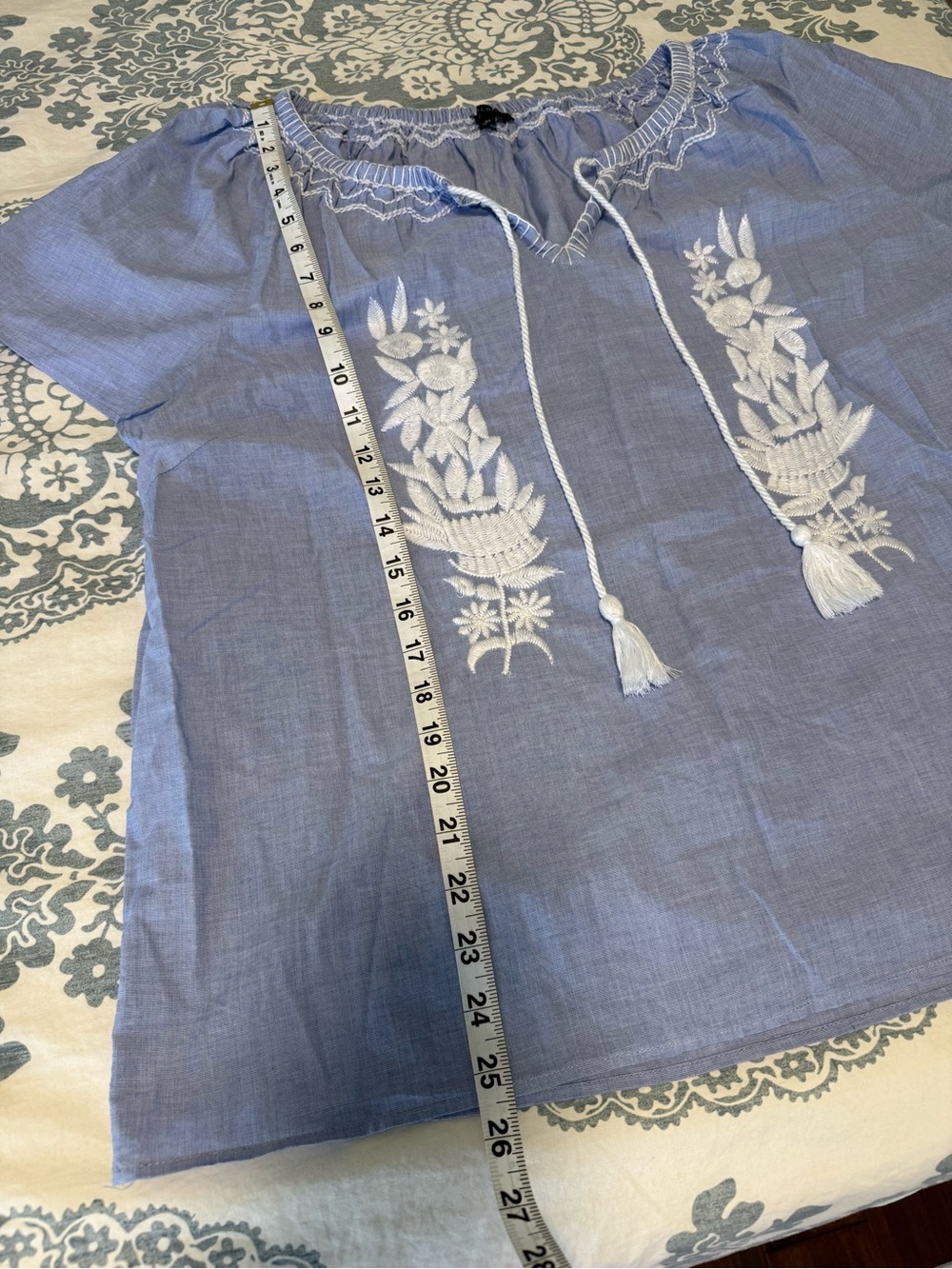 TALBOTS - Embroidered Blouse with Tassels, XL - Picture 7 of 7